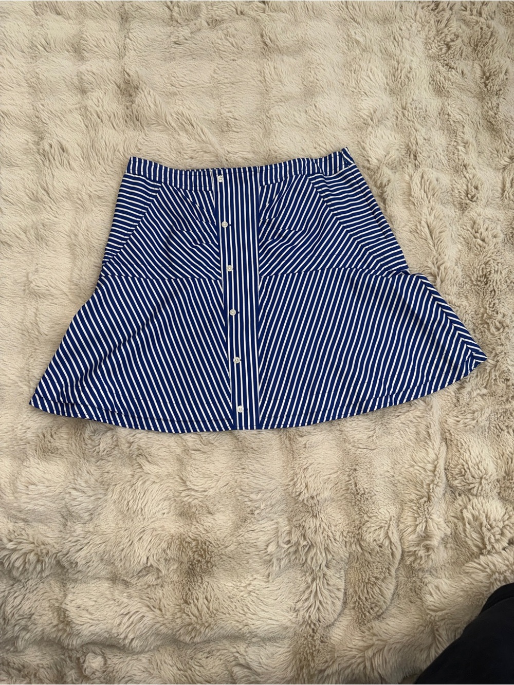 Derek Lam 10 Crosby Blue White Striped A-Line Mini Skirt Size 12 NWOT